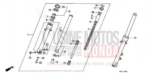 FRONT FORK NTV650P de 1993